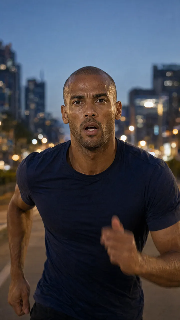 Coureur en ville le soir