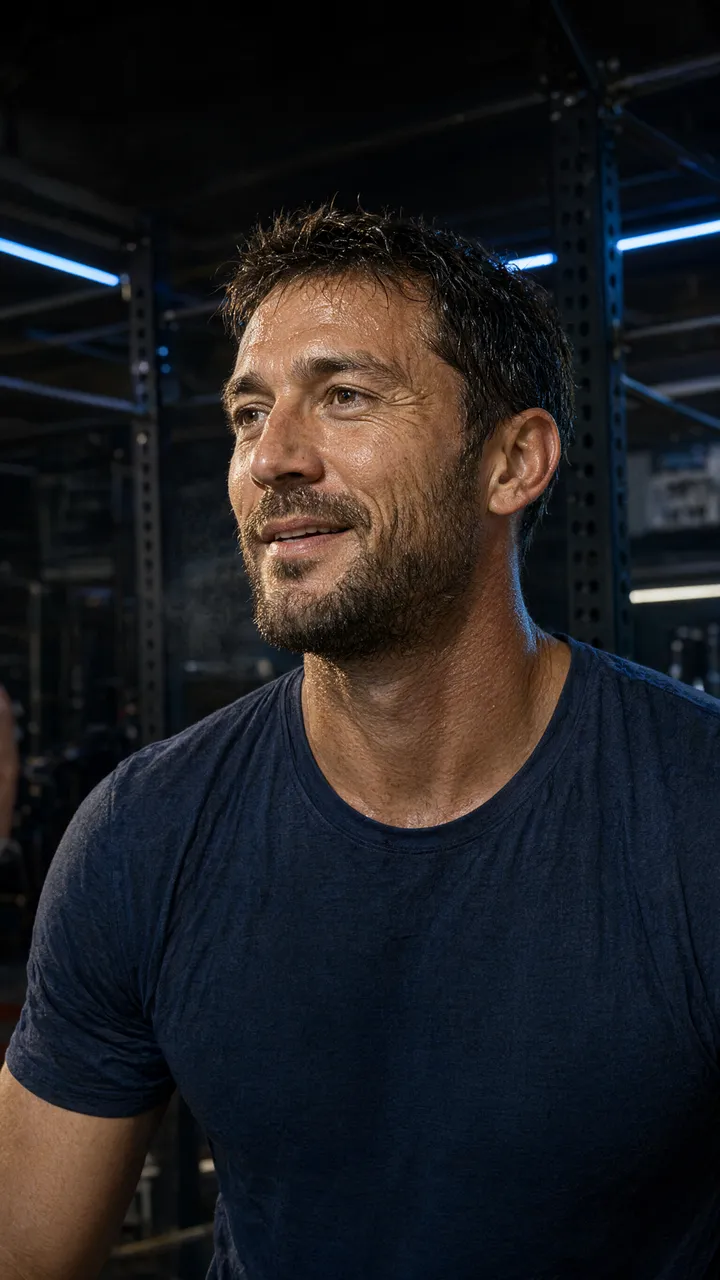Homme souriant après l'effort