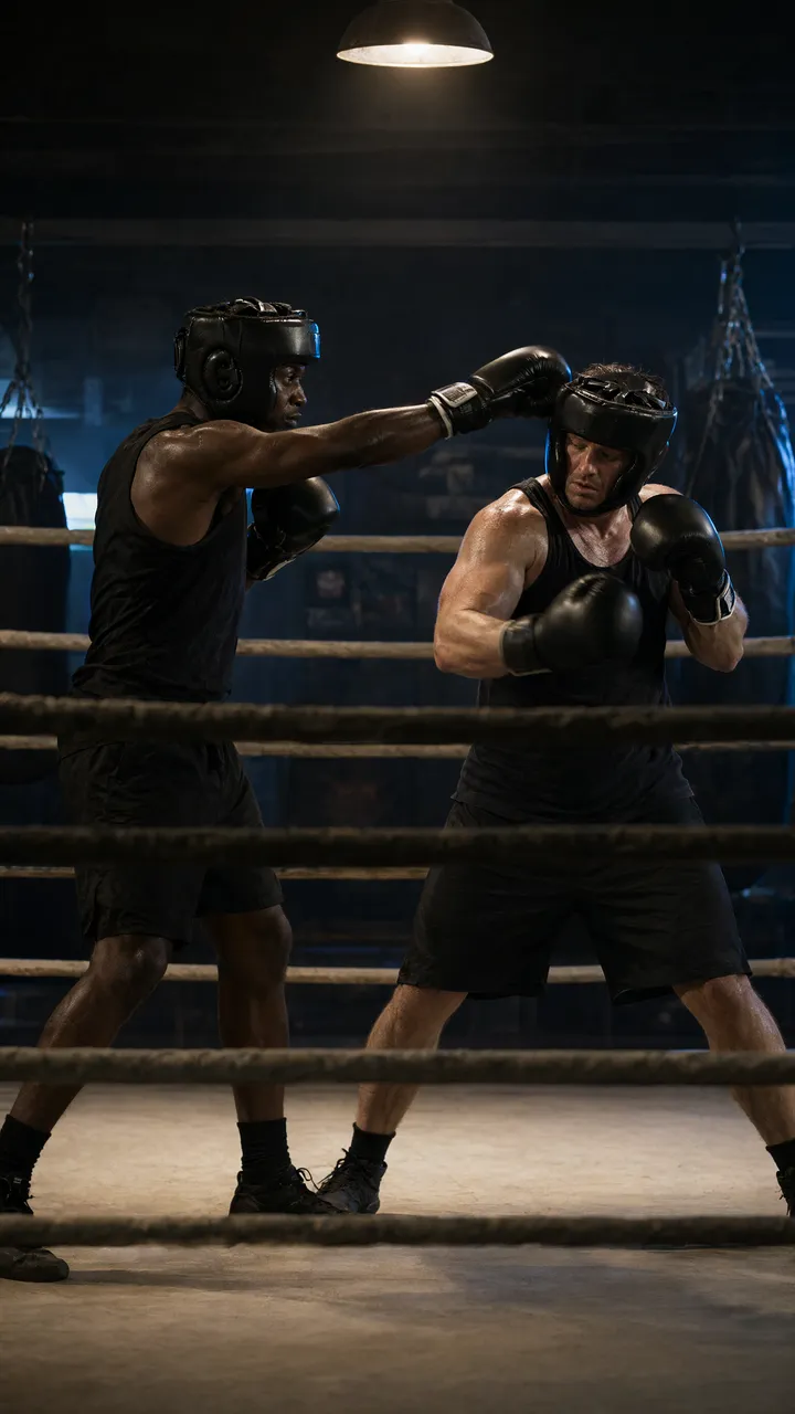Deux boxeurs à l'entraînement